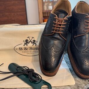 B & Sons handmade Black Leather Men's Brogues